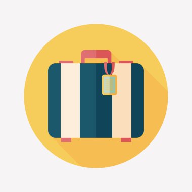 Vintage seyahat bavul, uzun gölge ile düz simgesi