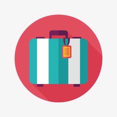 Vintage seyahat bavul, uzun gölge ile düz simgesi