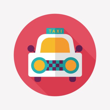 taksi ile uzun gölge düz simgesi