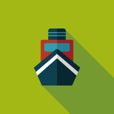 tekne ile uzun gölge düz simgesi