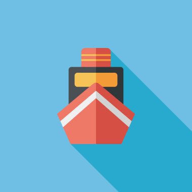 tekne ile uzun gölge düz simgesi