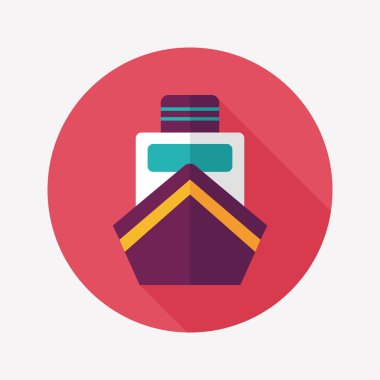 tekne ile uzun gölge düz simgesi