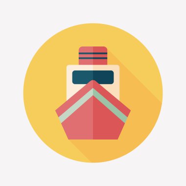 tekne ile uzun gölge düz simgesi