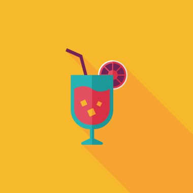 Uzun gölgeli kokteyl düz simgesi