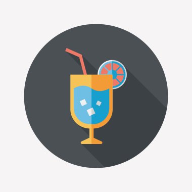 Uzun gölgeli kokteyl düz simgesi