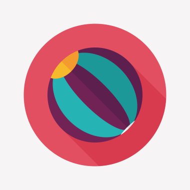 긴 그림자와 비치 볼 플랫 아이콘