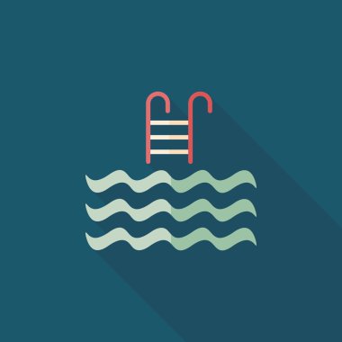 uzun gölge havuzu düz simgesi