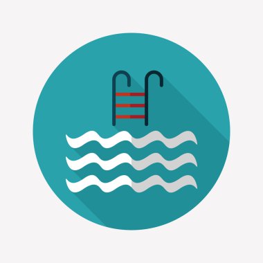 uzun gölge havuzu düz simgesi