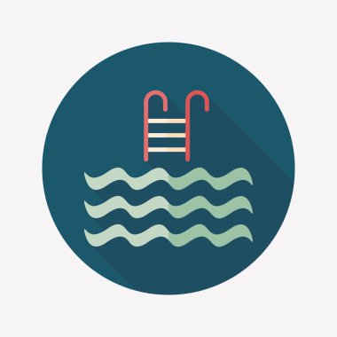 uzun gölge havuzu düz simgesi