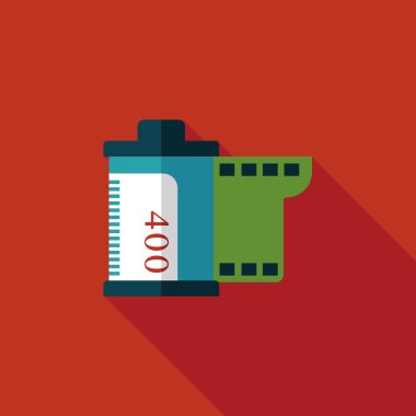 kamera film, uzun gölge ile düz simgesi