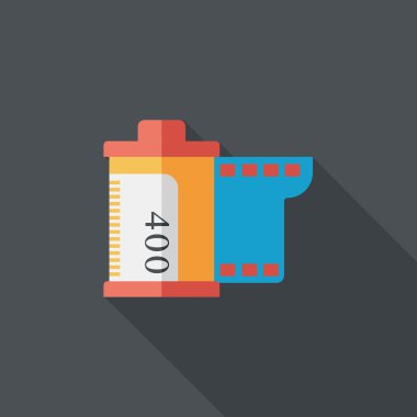 kamera film, uzun gölge ile düz simgesi