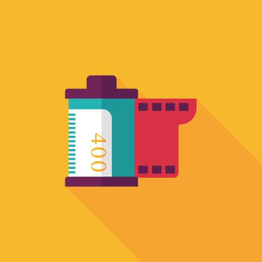 kamera film, uzun gölge ile düz simgesi