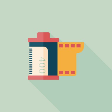 kamera film, uzun gölge ile düz simgesi