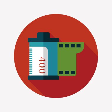 kamera film, uzun gölge ile düz simgesi