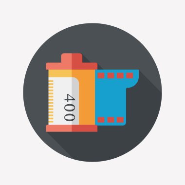 kamera film, uzun gölge ile düz simgesi