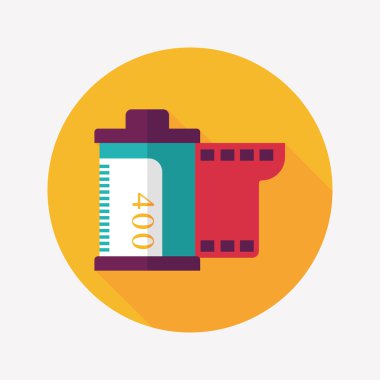 kamera film, uzun gölge ile düz simgesi