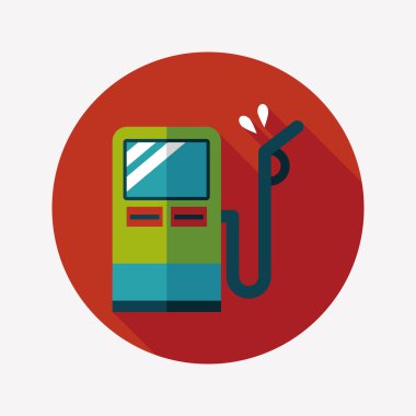 uzun gölge ile yakıt düz simgesi