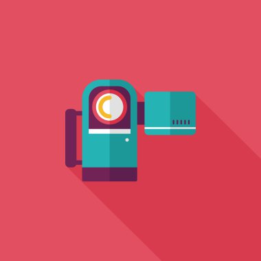 uzun gölge ile video kamera düz simgesi