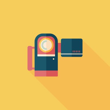 uzun gölge ile video kamera düz simgesi