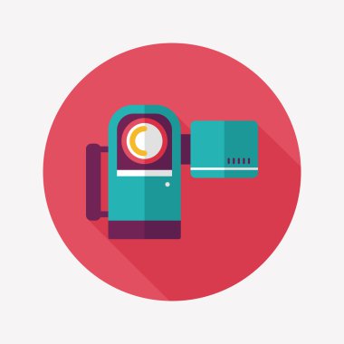 uzun gölge ile video kamera düz simgesi