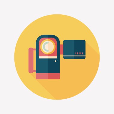 uzun gölge ile video kamera düz simgesi