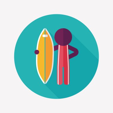 uzun gölge ile sörf düz simgesi