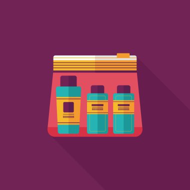 uzun gölge ile kozmetik kapları düz simgesi