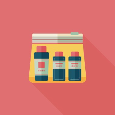 uzun gölge ile kozmetik kapları düz simgesi