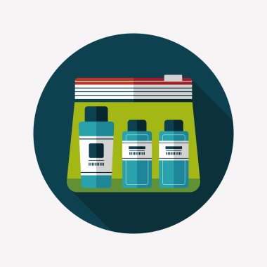 uzun gölge ile kozmetik kapları düz simgesi