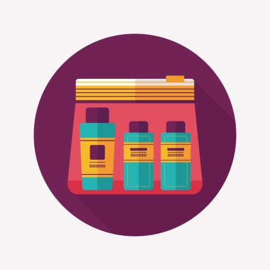 uzun gölge ile kozmetik kapları düz simgesi