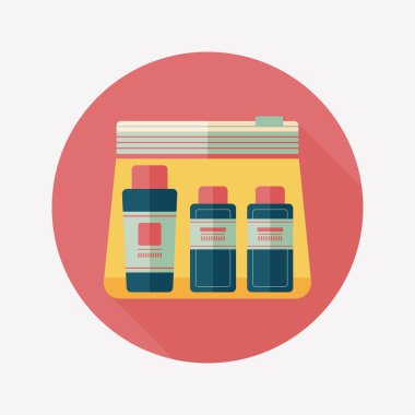 uzun gölge ile kozmetik kapları düz simgesi