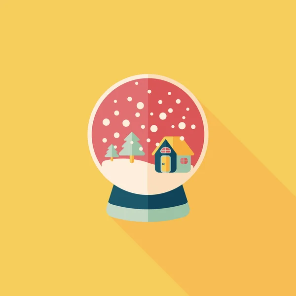 Snow globe a dary plochý ikona s dlouhý stín, eps 10 — Stockový vektor