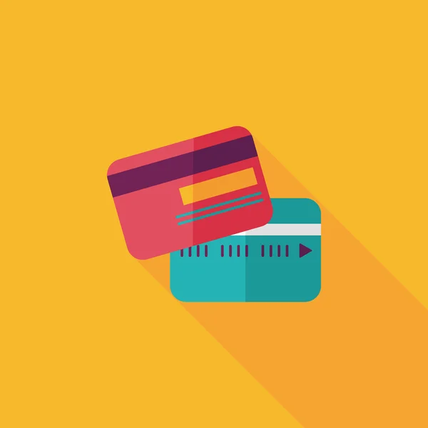 Płaski ikona karta kredytowa z długi cień — Wektor stockowy