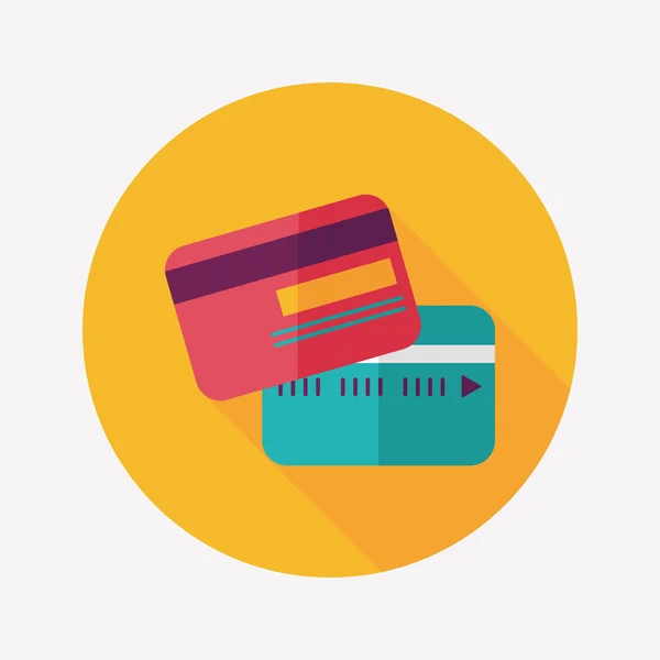 Ícone de cartão de crédito plana com sombra longa —  Vetores de Stock
