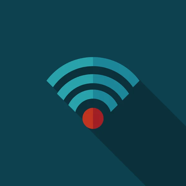 Draadloze wifi platte pictogram met lange schaduw — Stockvector