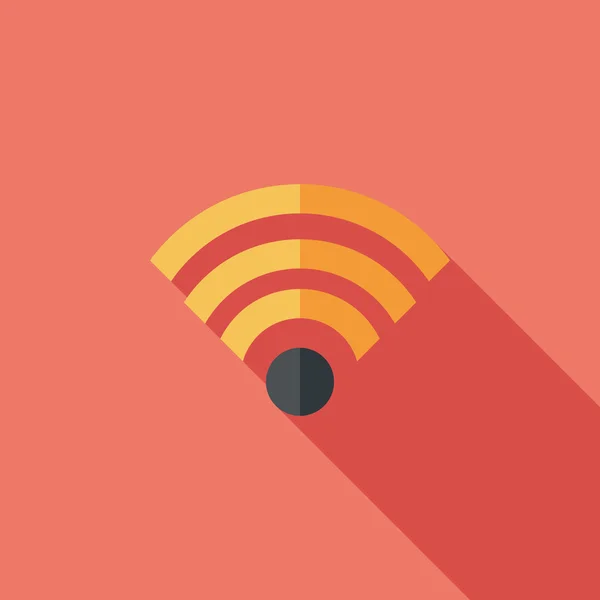 Wifi sans fil icône plate avec ombre longue — Image vectorielle
