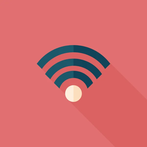 Draadloze wifi platte pictogram met lange schaduw — Stockvector