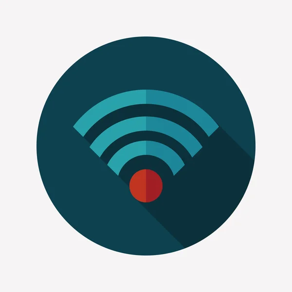 Wifi sans fil icône plate avec ombre longue — Image vectorielle