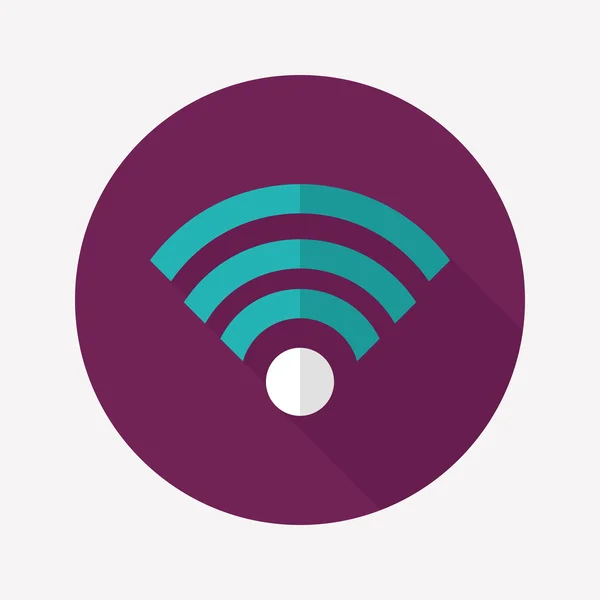 Wifi sans fil icône plate avec ombre longue — Image vectorielle