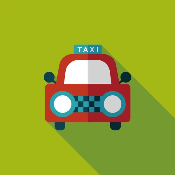 Taxi platte pictogram met lange schaduw — Stockvector