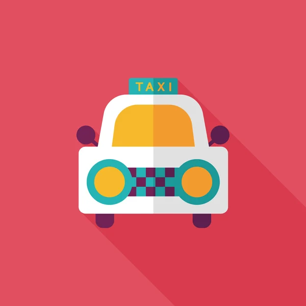 Taxi platte pictogram met lange schaduw — Stockvector