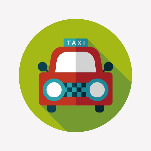 Taxi platte pictogram met lange schaduw — Stockvector