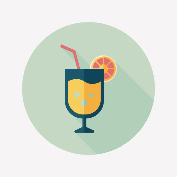 Cocktail pictogramă plat cu umbră lungă — Vector de stoc