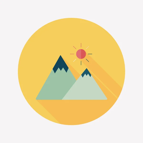 Berg turist flat ikonen med långa skugga — Stock vektor