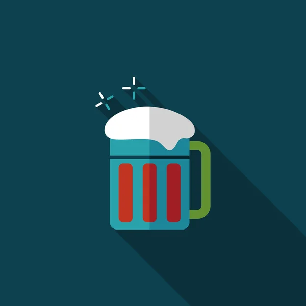 Bière icône plate avec ombre longue — Image vectorielle