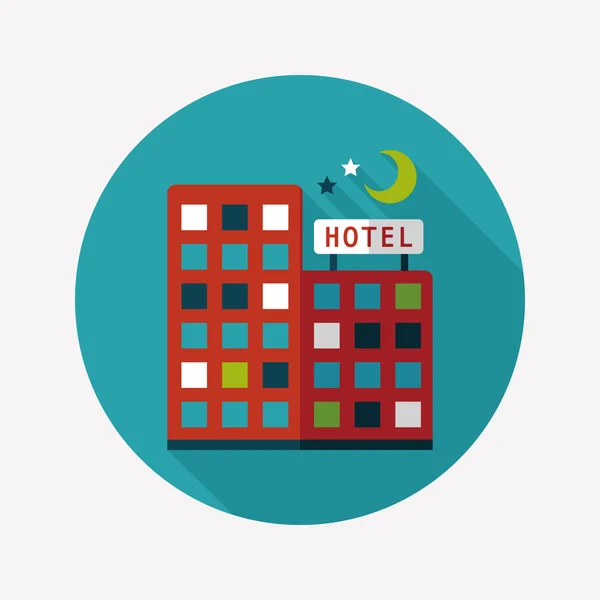 A Hotel lapos ikon hosszú árnyéka — Stock Vector