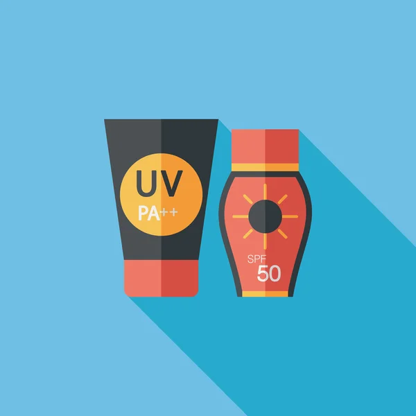 Sunscreen flat icon with long shadow — Stock Vector