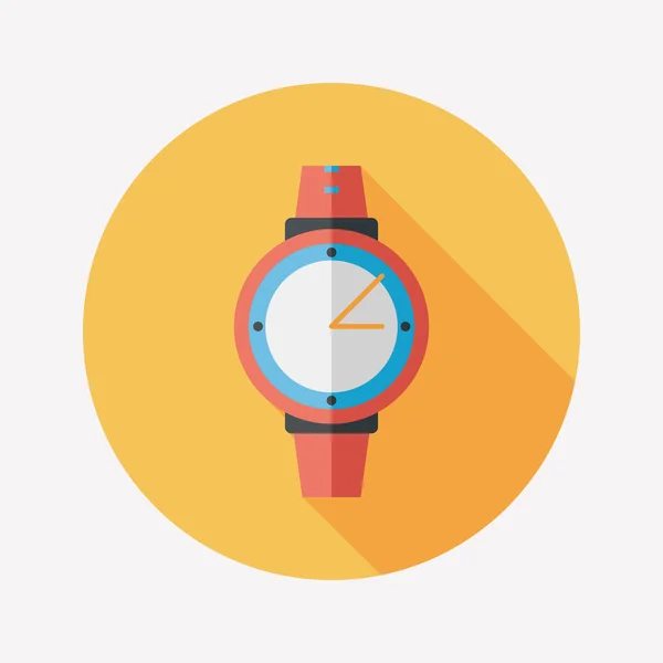 Wristwatch flat icon with long shadow — Stock Vector