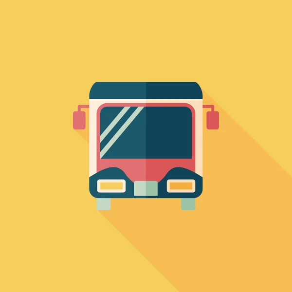 교통 버스 긴 그림자와 평면 아이콘 — 스톡 벡터