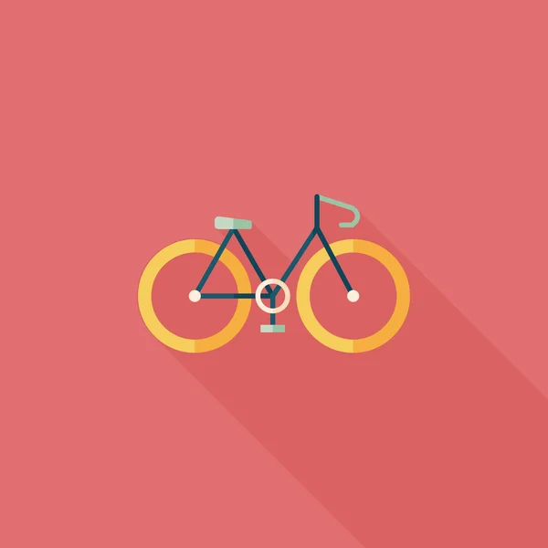 Icono plano de bicicleta con sombra larga — Vector de stock